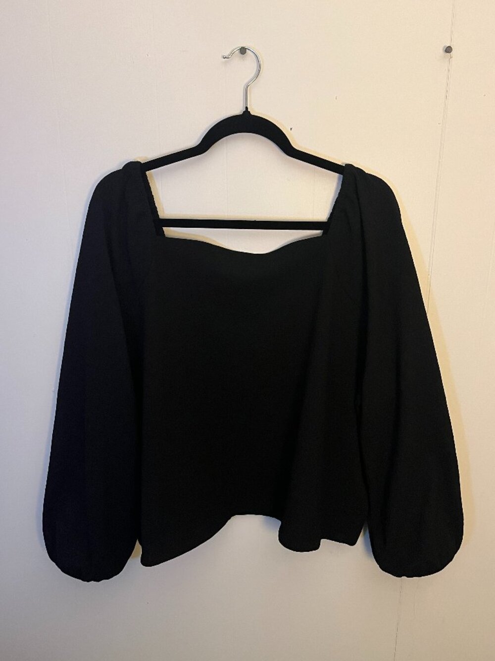 Madewell - Crepe Square Neck Puff Sleeve Top - Black - 2XL